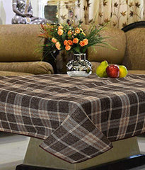 Kuber Industries Checkered Design Jute 4 Seater Center Table Cover (Brown) -CTKTC30303