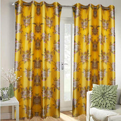 Kuber Industries 1 Piece Polyester 7 Feet Eyelet Door Curtain (Gold) -Ctktc12911