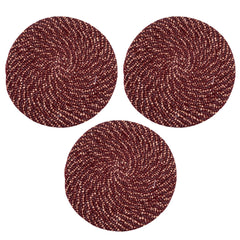 Heart Home Door Mat | Round Shape Feather Door Mat | Cotton Reversible Mat | Door Mat for Kitchen | Door Mat for Home | 16 Inch | Small | Pack of 3 | Maroon