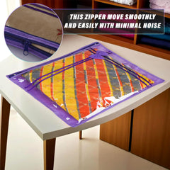 Heart Home Saree Cover | Clothes Storage Bag | Single Packing Saree with Zip Closure | Wardrobe Organizer | Cloth Stoarge Organizer | Bow-Design | Pack of 6 | Purple