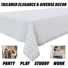 Heart Home Table Cover | Polyvinyl Dining Table Cloth Cover | Center Table Cover | Table Cover for Kitchen Table | Lining Table Cover for Hall Décor | 54x84 Inch | Silver