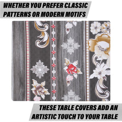 Heart Home Dining Table Cover | PVC Table Cloth Cover | 6 Seater Table Cloth | Table Protector | Table Cover for Dining Table | Passion Flower | 60x90 Inch | DTC | Gray