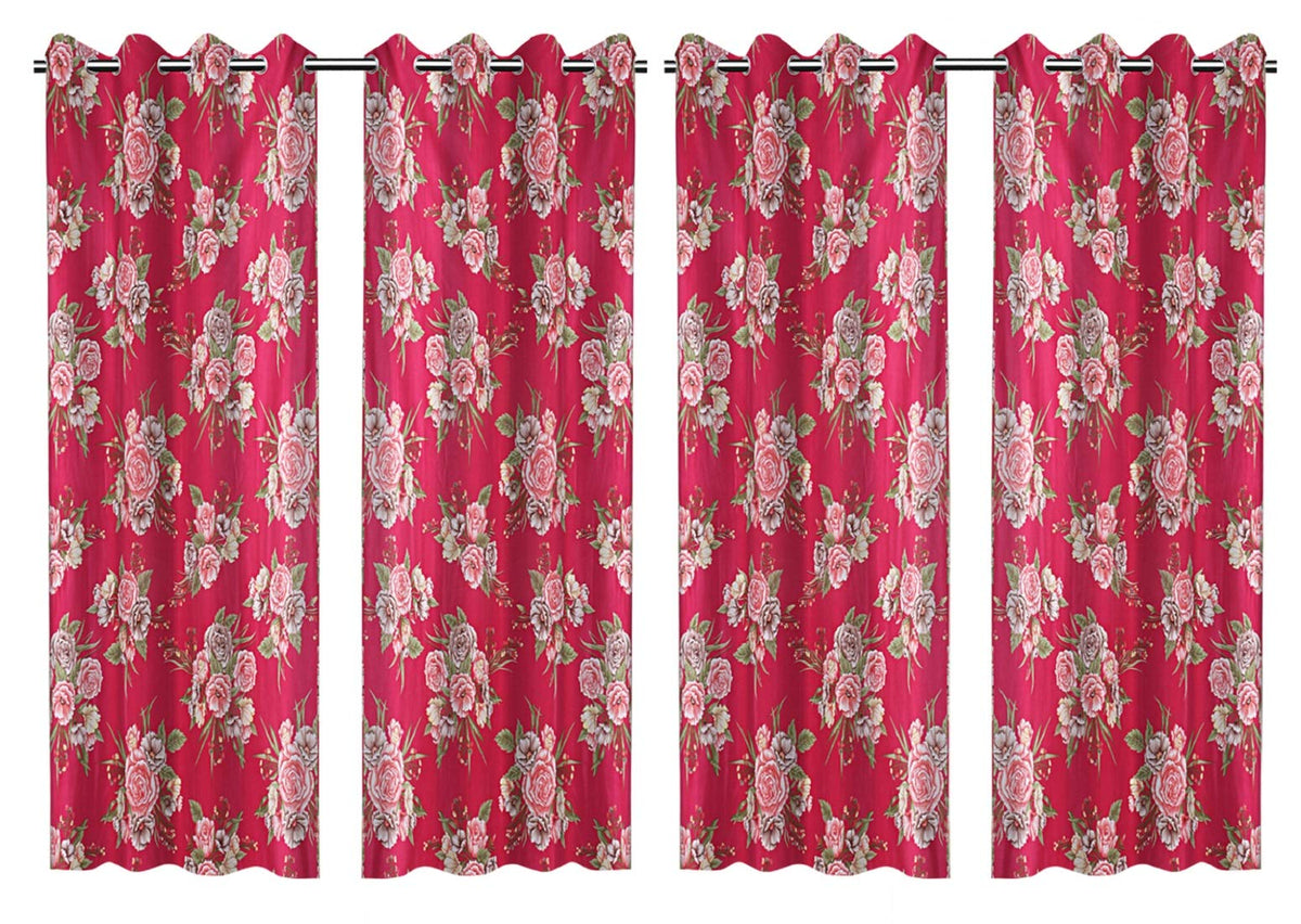 Kuber Industries Polyester 6 Pieces 7 Feet Eyelet Door Curtain (Pink) -Ctktc029584