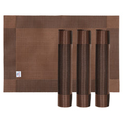 Heart Home Reversible Non-Slip Wipe Clean Heat Resistant PVC Placemats for Dining Table, Set of 6 (Brown)-50HH01319