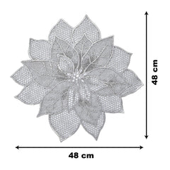 Kuber Industries Flower Design Dining Table Mats 4 Pieces | Anti Slip & Heat Resistant Mats for Dining Table | Smooth Surface Food Plate Pads for Dinner | PVC Bed Side Table Mats for Bedroom (Silver)