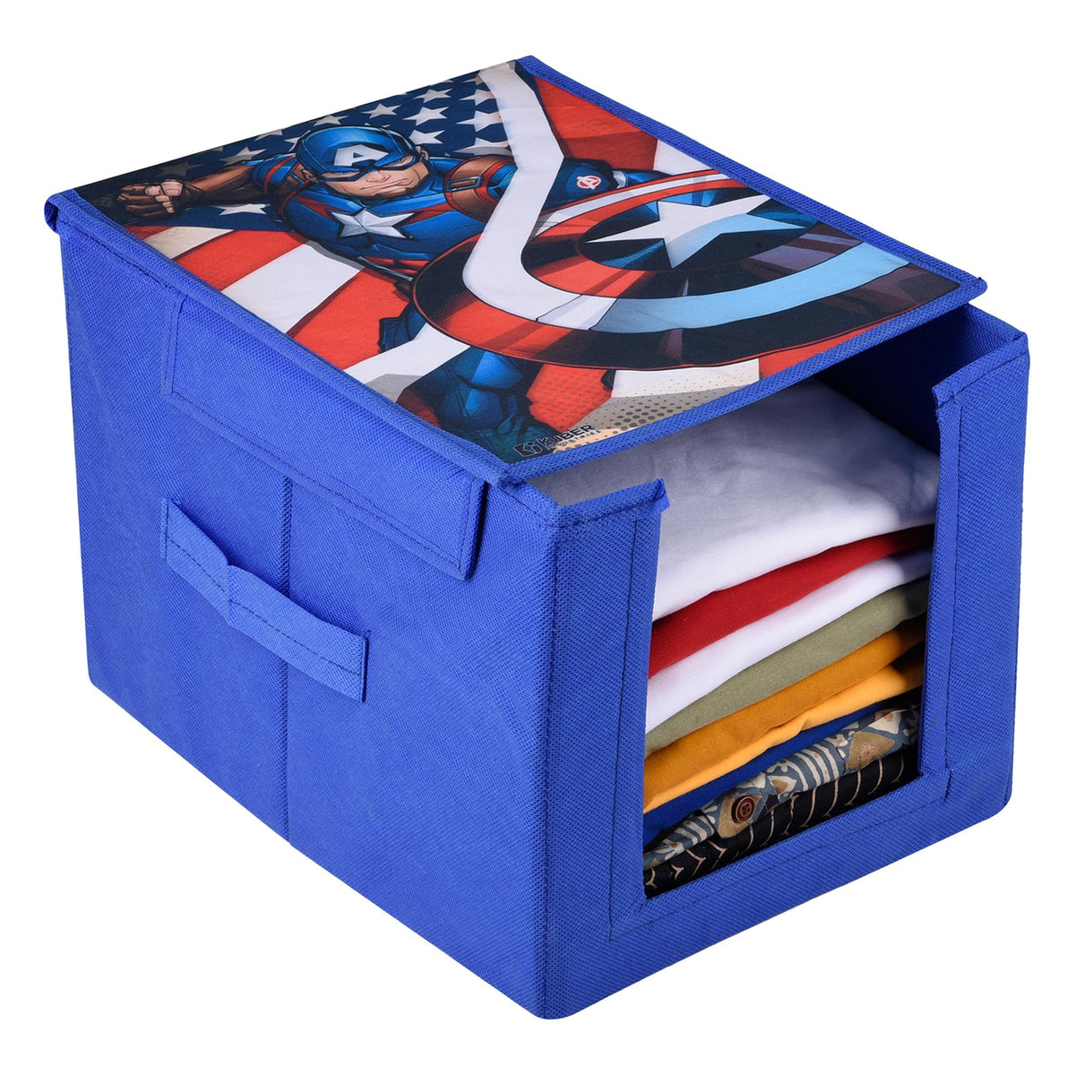 Heart Home Marvel Captain America Wardrobe Organizer | Shirt Stacker Closet Organizer | Shirts and Clothing Organizer | Foldable Storage Boxes | Shelf Organizer | Shirt Stacker Bag | Blue