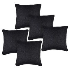 Kuber Industries Cushion Cover | Sofa Cushion Covers | Square Cushion Covers | Jute Cushion Covers | Couch Cushion Covers | Set of 5 | 16 Inch | Black