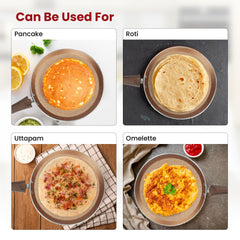 Kuber Industries Dosa Tawa Non Stick Pan with Revivted Handle | High Grade Aluminium Induction Non Stick Tawa Pan | Scratch Resistant, Gas Stove & Induction Compatiable | Black & Golden