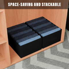 Heart Home Trouser Box | Wardrobe Organizer | Clothes Organizer | Storage Box for Pants-Shirt-Sweaters-Bra Panty-Socks | 7-Grid Closet Organizer | Plain | Medium | Black