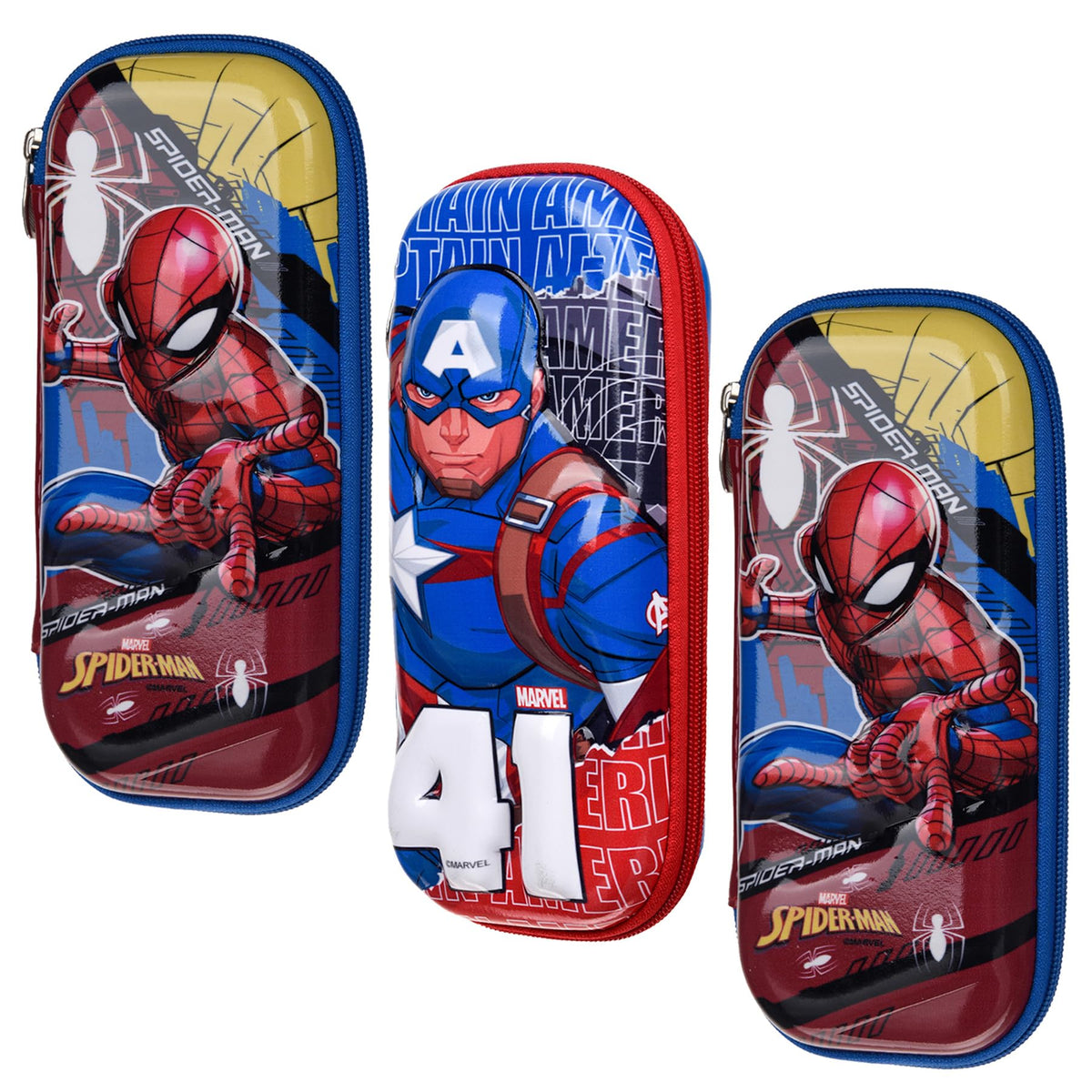 Heart Home Marvel Pencil Pouch | School Pencil Case for Kids | Pen-Pencil Box for Kids | Geometry Box | Compass Box | School Stationery Supplies | Pack of 3 | Multicolor