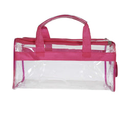 Kuber Industries Large Size Transparent Cosmetic Bag, Shoes Bag,Travel Toiletry Bag, with Sturdy Zipper and 1 External Pocket-Set of 2 (Pink & Red) (F_26_KUBMART017060)