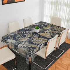 Heart Home Dining Table Cover | PVC Table Cloth Cover | 6 Seater Table Cloth | Green Leaf Table Cover | Table Protector | Table Cover for Dining Table | 60x90 Inch | DTC | Blue