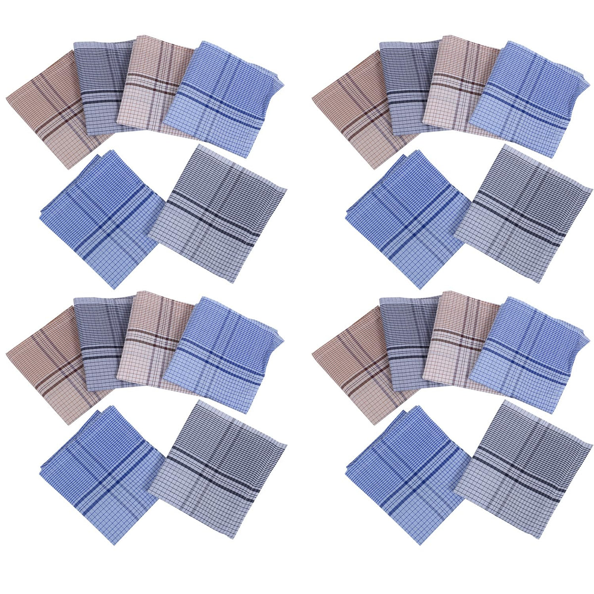 Heart Home Handkerchiefs | Soft Cotton | Hankies for Mans | Hankies for Boys | Small Check | Rumal for Mans | Boys | Wicking Sweat | Set of 24 | Multi