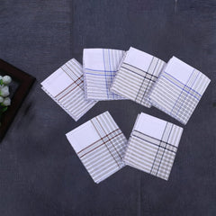 Kuber Industries Handkerchiefs | Soft Cotton | Hankies for Mans | Hankies for Boys | Lining Check | Rumal for Mans | Boys | Wicking Sweat | Set of 12 | White