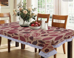 Kuber Industries Leaf Design PVC 6 Seater Dining Table Cover - Brown, Standard (CTKTC05455)