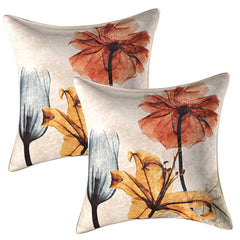Kuber Industries Floral Sining Design 5 Piece Velvet Cushion Cover - 16"x16", White