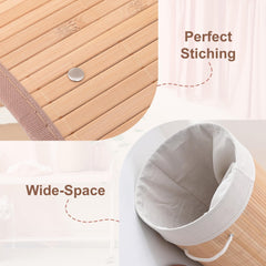 Heart Home 61 Ltr Rectangular Bamboo Laundry Basket For Clothes With Lid | Washing Clothes Storage Box -Dark Brown
