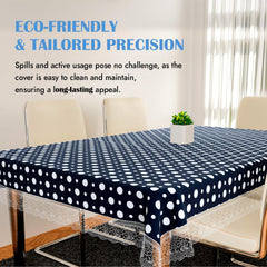 Kuber Industries Dining Table Cover | PVC Table Cloth Cover | 6-Seater Table Cloth | Table Protector Cover | Table Cover for Dining Table | Dot Table Cover | 60x90 Inch | DTC | Blue