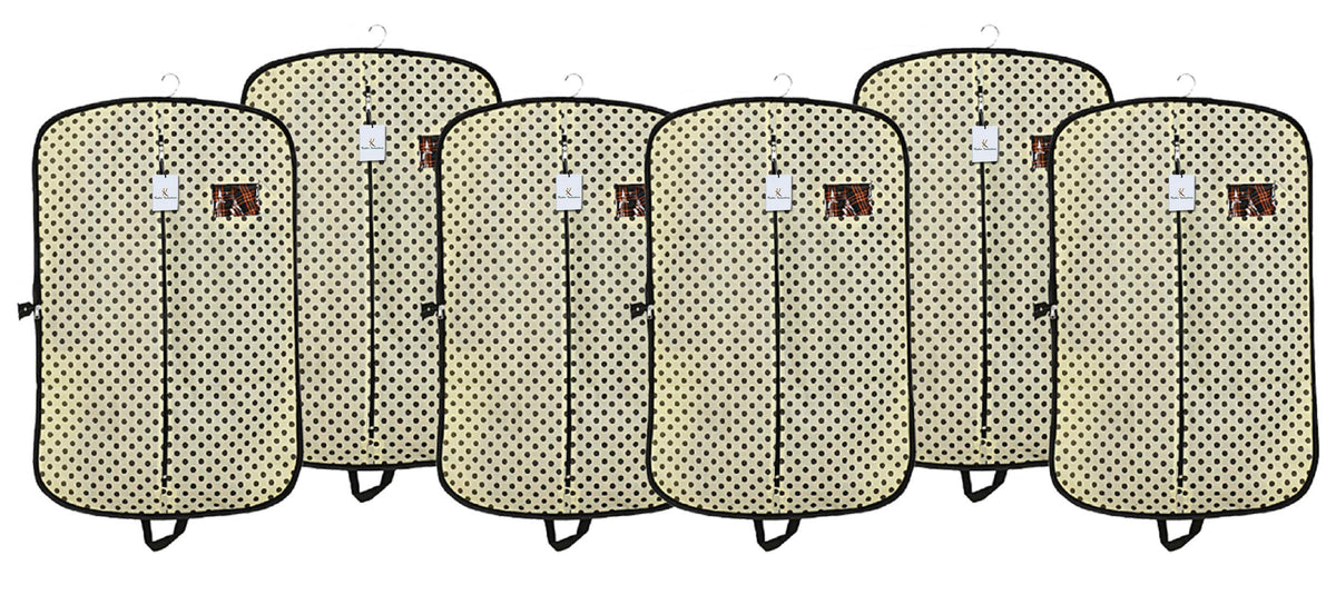 Kuber Industries Foldable Polka Dots Design 6 Piece Non Woven Coat Cover, Cream