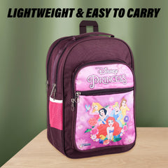 Heart Home Disney Princess School Bags | Kids School Bags | Student Bookbag | Travel Backpack | School Bag for Girls & Boys | School Bag with 4 Compartments | Wine