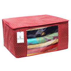 Kuber Industries Cotton 3 Pieces Three Layer Quilted Extra Large Saree Cover (Maroon, Blue & Pink)-CTKTC13494