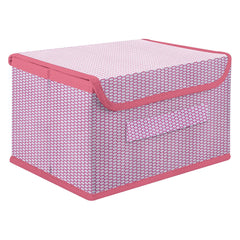 Kuber Industries Drawer Storage Box | Zig Zag Dhakkan Storage Box | Non-Woven Clothes Organizer For Toys | Storage Box with Handle | Large | Pink