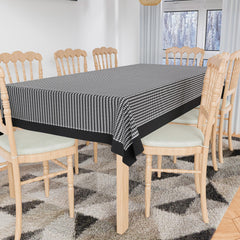 Heart Home Dining Table Cover | Cotton Table Cloth Cover | 8 Seater Table Cloth | Barik Check Table Cover | Table Protector | Table Cover for Dining Table | 60x108 Inch | DTC | Black