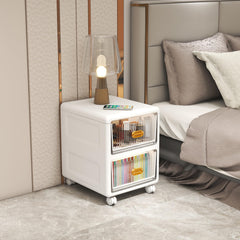 Kuber Industries (Set of 4) 2-Layer Small Plastic Cabinet For Storage with 360 degree Wheels -Bed Side Storage Organiser & Chest Of Drawers For Bedroom