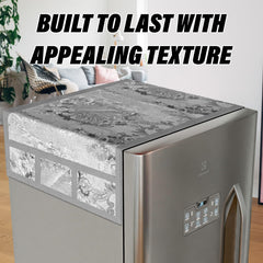 Kuber Industries Fridge Top Cover | PVC Fridge Top Cover | Refrigerator Cover with 6 Side Pockets | Refrigerator Top Protector | Appliance Cover | Fridge Top Cover 101 | Gray