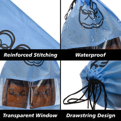 Heart Home Shoe Cover | Travel Shoe Storage Bags | Non-Woven Storage Bag | Shoe Cover with Drawstring | Shoe Organizer with Clear window | Plain | Pack of 12 | Sky Blue
