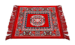 Heart Home Velvet Prayer Mat/Aasan/Pooja Mat/Meditation Mat/Multipurpose Velvet Rug Mat 2 Ft X 2 Ft (Red) CTHH05724