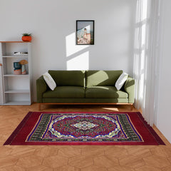 Heart Home Carpet|Velvet Carpet-Rug for Home Décor|Carpet Rug for Bedroom|Printed Carpet for Living Room|Prayer-Yoga Mat|Carpet for Hall|6.5x7.5 Ft|Maroon