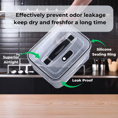 Kuber Industries 15 Pcs Food Containers | Storage Box for Fridge | Vegetable Fruit Boxes | Refrigerator Storage Box | Containers With Lid | Handheld Strainer Basket | HXP00740 | Transparent|Pack of 5