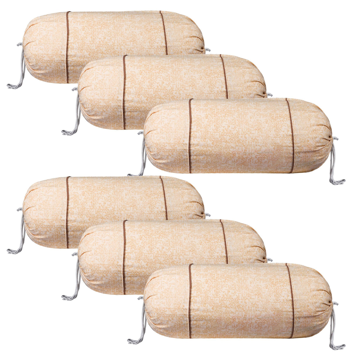 Kuber Industries Bolster Covers | Cotton Bolster Cover Set | Diwan Bolster Cover Set | Bolster Pillow Cover | Khakhi Printed Masand Cover | 16x32 Inch | Pack of 6 | Cream