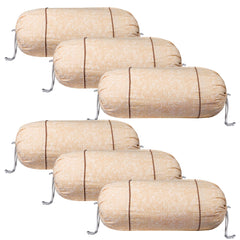 Kuber Industries Bolster Covers | Cotton Bolster Cover Set | Diwan Bolster Cover Set | Bolster Pillow Cover | Khakhi Printed Masand Cover | 16x32 Inch | Pack of 6 | Cream