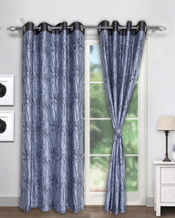 Kuber Industries Heart Home Polyester Decorative 9 Feet Long Door Curtain|Tree Branches Print Blackout Drapes Curatin with 8 Eyelet for Home & Office, Pack of 2 (Gray)
