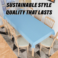 Kuber Industries Dining Table Cover | Kitchen Dining Tablecloth | 8 Seater Dining Table Cover | Dining Table Cover for Hall Décor | Barik Check Kitchen Tablecloth | 60x108 | Blue