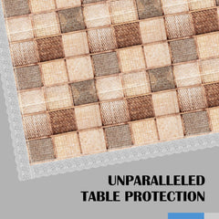 Kuber Industries Dining Table Cover 6 Seater|Water Proof Plastic Table Cover|Heat Resistant (Light Brown)