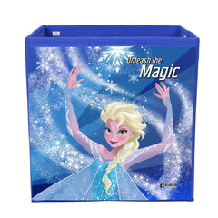 Heart Home Disney Frozen Print Foldable Storage Box|Clothes Organizer|Collapsible Storage Basket With Handle For Toys,Books,30 Ltr.Pack of 2 (Blue)