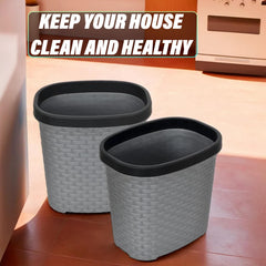 Kuber Industries Plastic Open Plastic Dustbin Without Lid|Garbage Bin, Trash Can, Waste Bin, 7 Litre- Pack of 2 (Grey)-47KM0713
