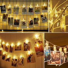 Heart Home LED String Lights | 20 Photo Clip String Lights for Hanging Birthday Photo | Festival | Wedding | Home Decoration | LED Clip Lights | Warm White