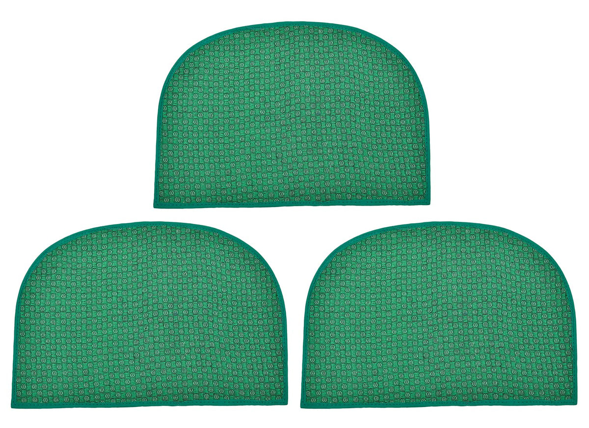 Heart Home D Shape Anti-Slip Durable Rubber Door Mat, Welcome Mat for Entryway,Patio,Garage, Outdoor, 21"x14"- Pack of 3 (Green)-47HH01291