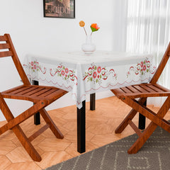 Heart Home Table Cover | PVC Dining Table Cover | Table Cloth | Center Table Cover | Table Cover for Kitchen Table | Alloy Table Cover for Hall Décor | 54 Inch | Red