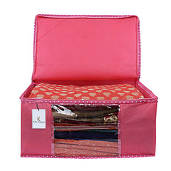 Kuber Industries 6 Piece Non Woven Saree Cover Set, Pink,Large Size -CTKTC6409