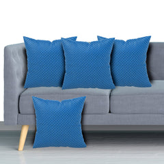 Kuber Industries Dot Printed Velvet Pillows Covers for Couch Bed Sofa, Soild Soft Cushion Case, 16x16 Inches- Pack of 4 (Blue)