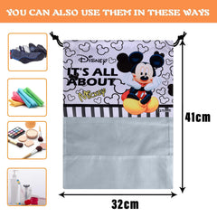 Heart Home Disney Mickey Shoe Cover | Travel Shoe Storage Bags | Polyester Storage Bag | Drawstring Shoe Cover | Shoe Organizer with Clear window | Pack of 12 | Gray