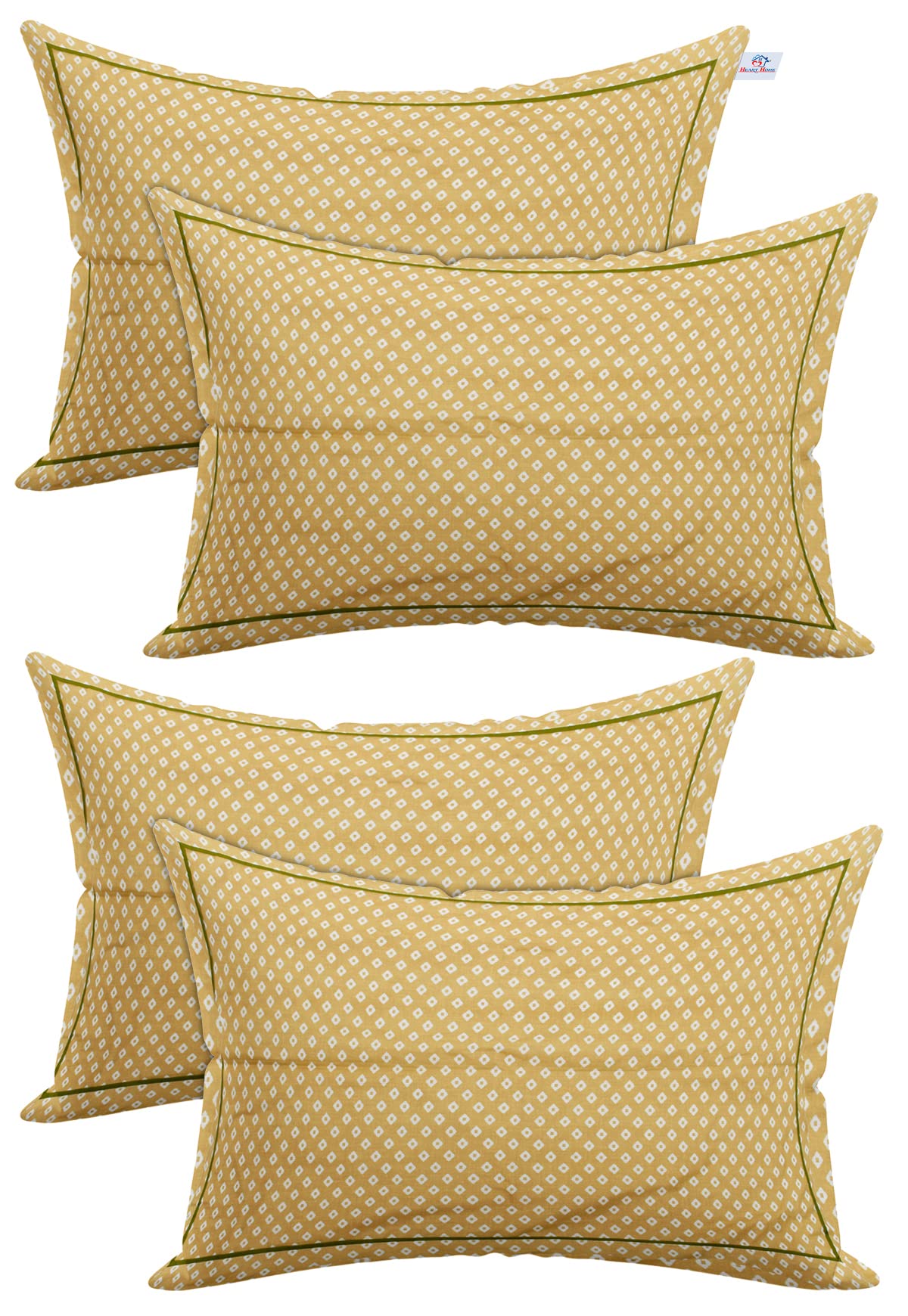 Heart Home Rhombus Design Set of 4 Soft & Smooth Cotton Pillow Cover 18 x 28 inch (Brown)