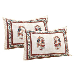 Heart Home Double Bedsheet with 2 Pillow Covers | 160 TC Premium Cotton Bedsheet for Double Bed | Bedsheet for Living Room-Home & Hotels | Dezier Flower Boota | 90x108 Inch | Cream