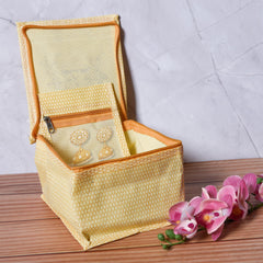 Heart Home Jewellery Kit|Locker Storage Kit|10 Detachable Pouch|Jewellery Storage Bag|Travel Square Jewellery Box|Vanity Box for woman|Palki Locker Kit|Small|Golden