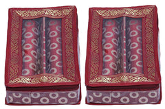 Kuber Industries 2 Pieces Wooden Two Roll Bangle Box Set, Maroon (COMBNG09), (Model: VACOMBNG009)